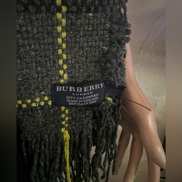 Burberry London Gray Cashmere Plaid Scarf - Picture 3 of 5